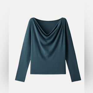 NWT OGL LiteWarm Effortless Cowl Neck Long Sleeve Top - Forest Night Size XL